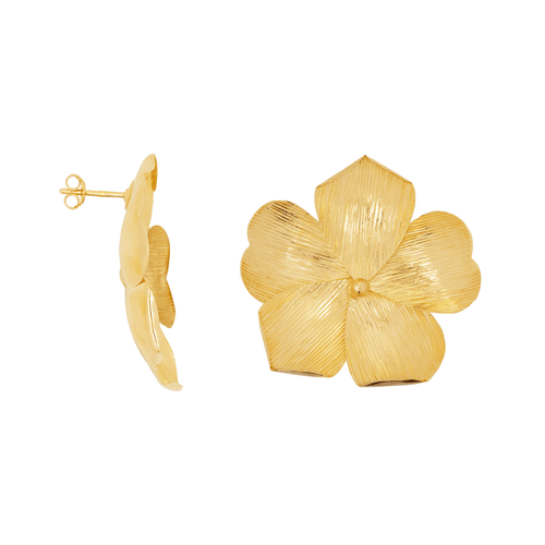 Flower Plain Stud Earring Brass