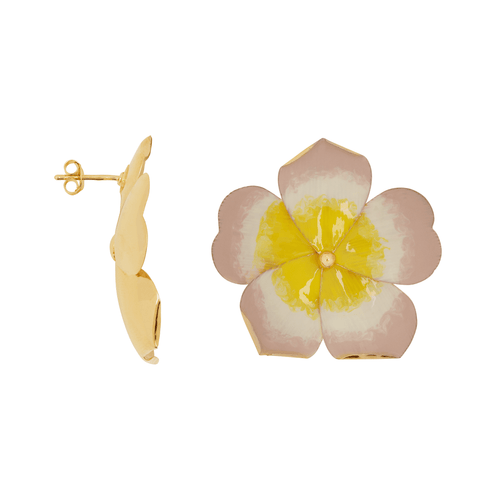 Flower Yellow Stud Earring Brass