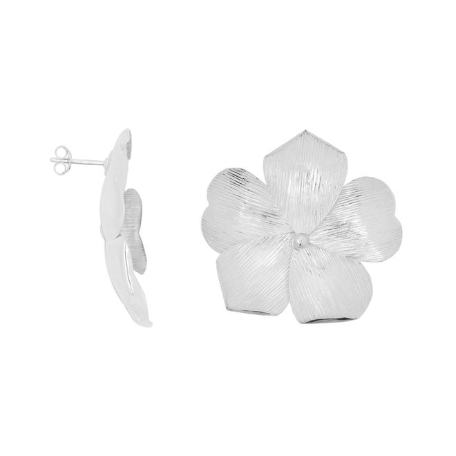 Flower Plain Stud Earring Brass