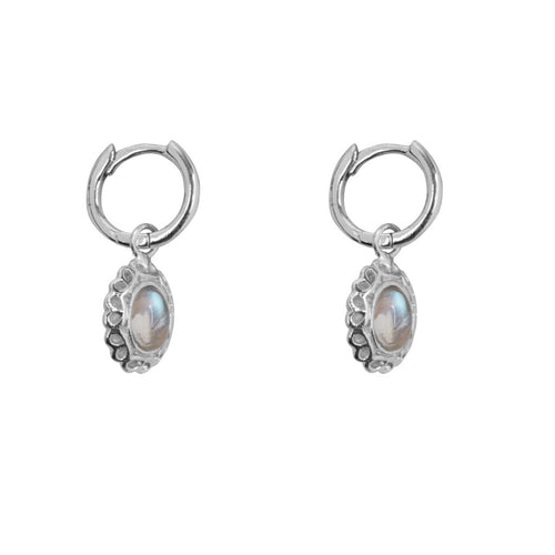 E5058 Silver Antique Moonstone Small Hoops Earring Silver 49,95