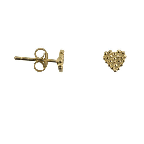 Dotted Heart Stud Earring Gold Plated