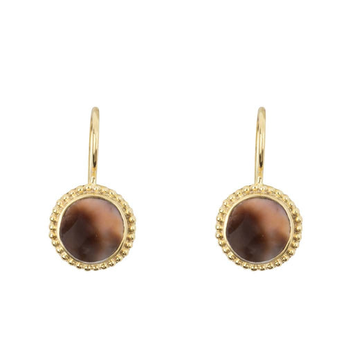 E913 Gold EARRING Tiger Shell Round Dots Hook Earring Gold Plated 44,95 euro