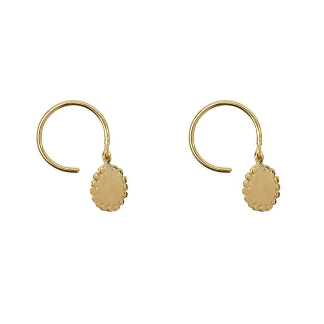 E929 Gold EARRING Dotted Round Charm Ring Earring Gold Plated 34,95 euro