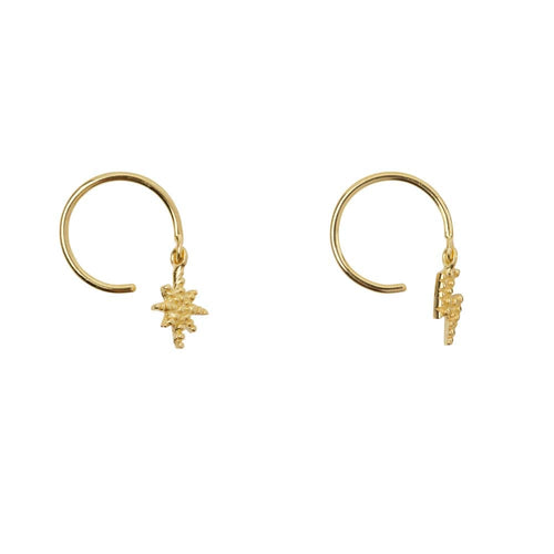 E930 Gold EARRING Flash and Flash Star Ring Earring Gold Plated 34,95 euro