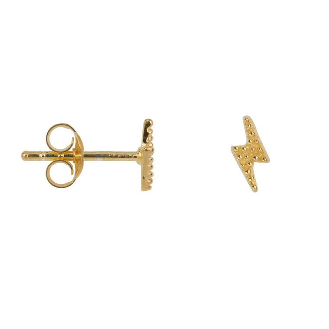 Dotted Aymmetric Flash Stud Earring Gold Plated