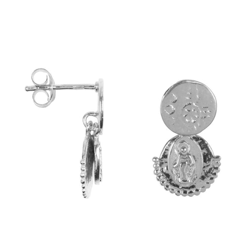 E963 Silver EARRING Three Double Coin Stud Earring Silver 44,95 euro