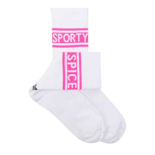 Sock White Neon Pink Sporty Spice Stripes