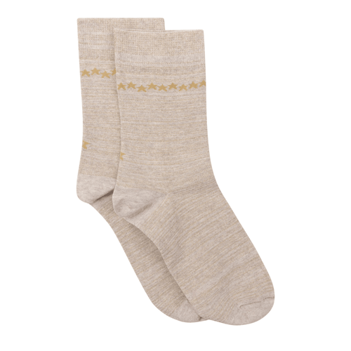 Sock Beige Gold Lurex Beige Stars