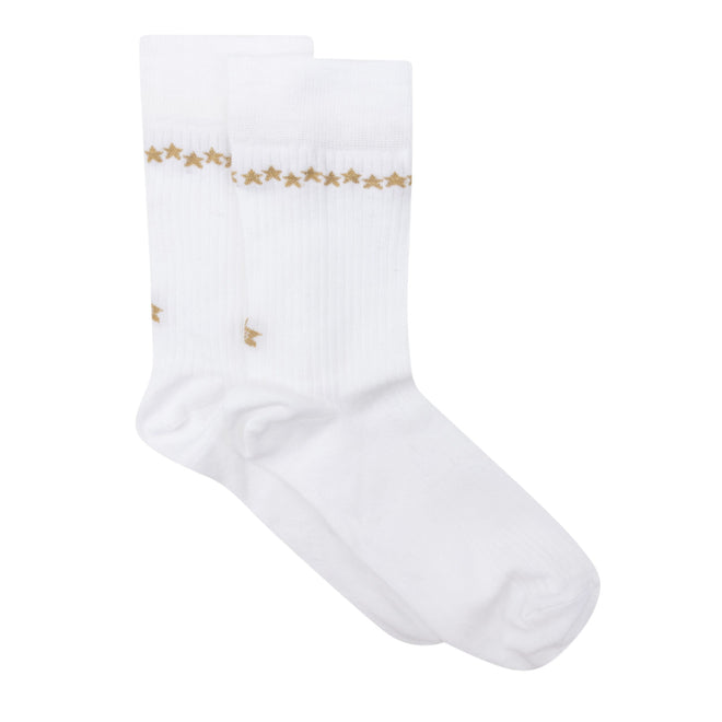 Sock White Golden Stars