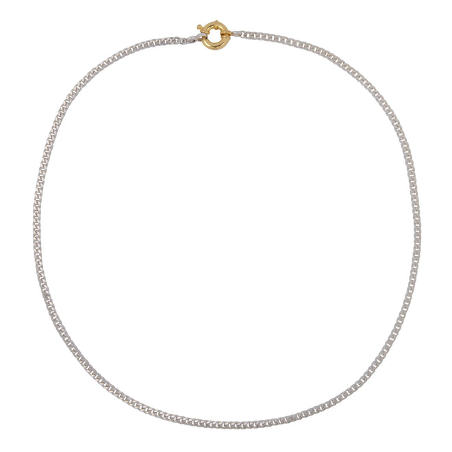 N2270 S:G Plain Big Chain Necklace Silver Gold Plated Lock