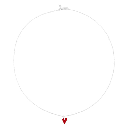 Medium Heart Necklace Red Enamel