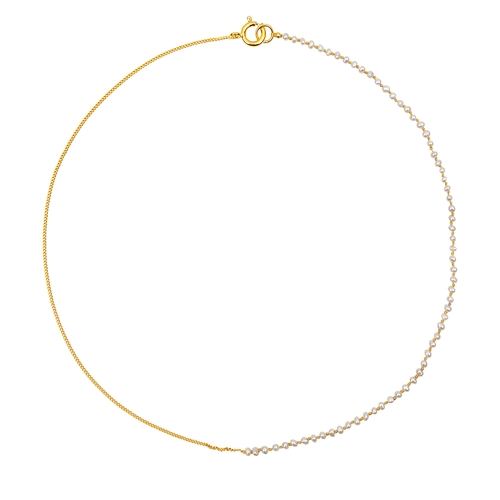 Half White Pearl Half Chain Necklace