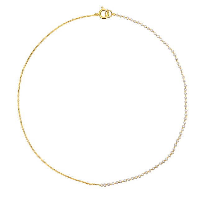 Half White Pearl Half Chain Necklace