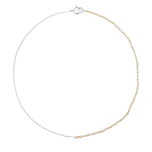 Half White Pearl Half Chain Necklace
