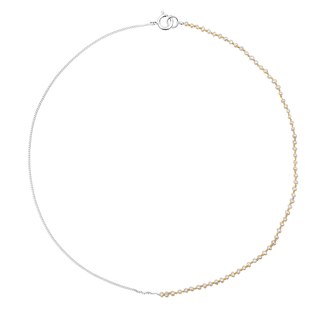 Half White Pearl Half Chain Necklace