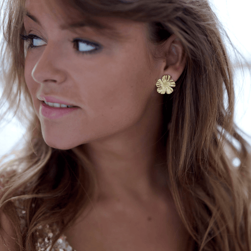 Large Folded Flower Stud Earring