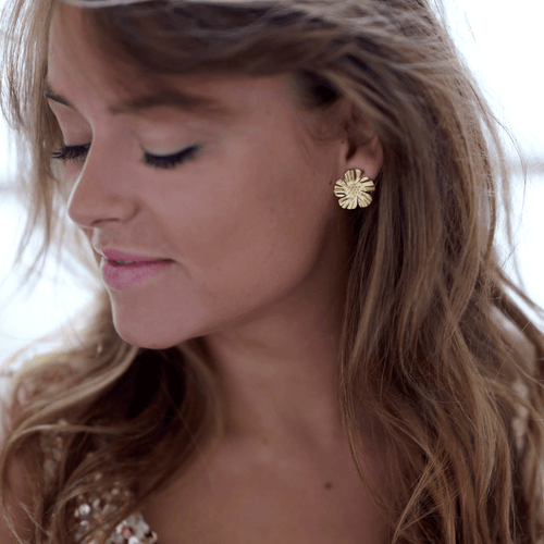 Large Folded Flower Stud Earring