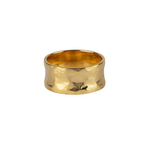 R2261 Gold Brass Hammered Ring Gold Plated Brass