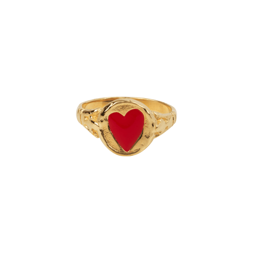 Signet Ring Heart Red