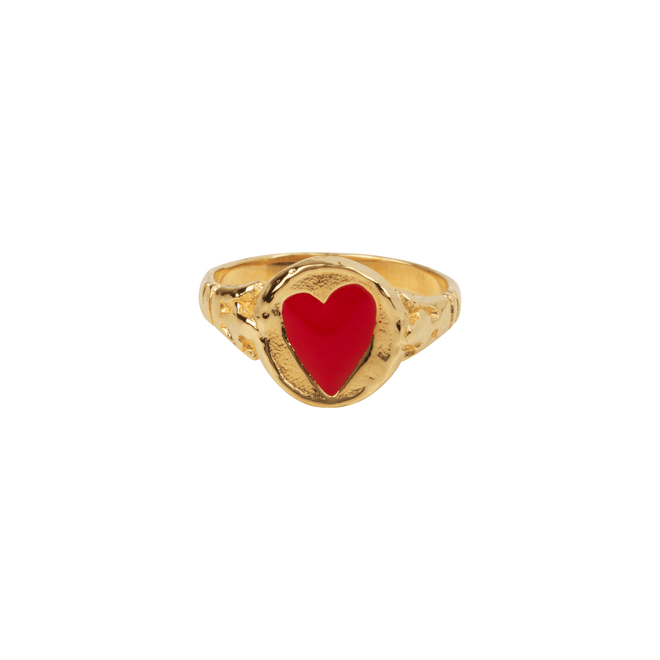 Signet Ring Heart Red