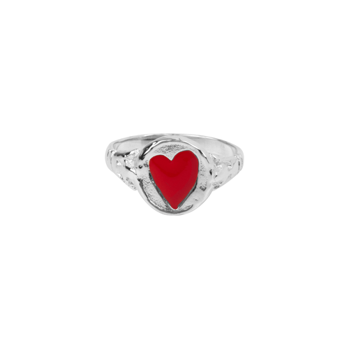Signet Ring Heart Red