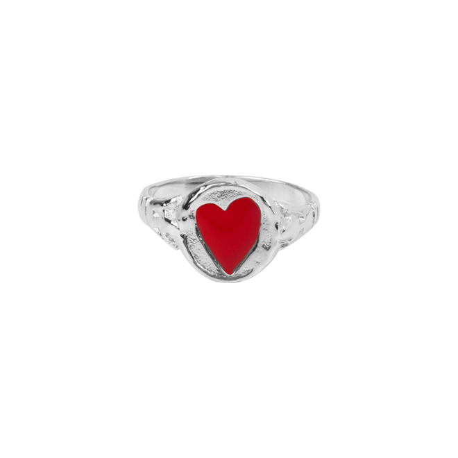 Signet Ring Heart Red